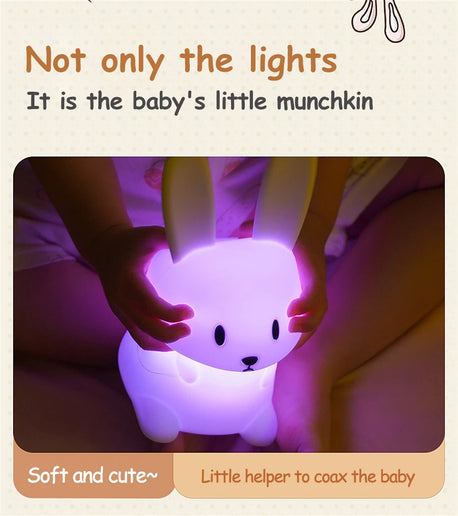 Luce notturna a LED simpatico coniglio animale cartone animato lampada in silicone dimmerabile USB ricaricabile per bambini regalo camera da letto per bambini Luce per dormire