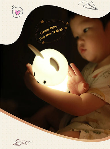 Luce notturna a LED simpatico coniglio animale cartone animato lampada in silicone dimmerabile USB ricaricabile per bambini regalo camera da letto per bambini Luce per dormire