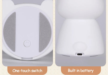 Luce notturna a LED simpatico coniglio animale cartone animato lampada in silicone dimmerabile USB ricaricabile per bambini regalo camera da letto per bambini Luce per dormire