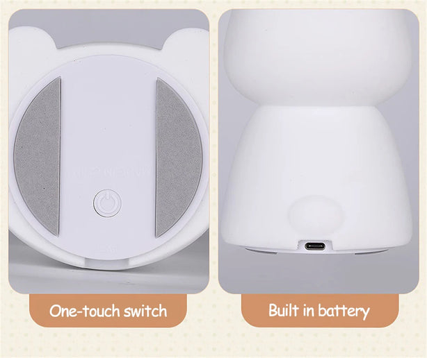 Luce notturna a LED simpatico coniglio animale cartone animato lampada in silicone dimmerabile USB ricaricabile per bambini regalo camera da letto per bambini Luce per dormire