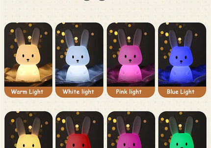 Luce notturna a LED simpatico coniglio animale cartone animato lampada in silicone dimmerabile USB ricaricabile per bambini regalo camera da letto per bambini Luce per dormire