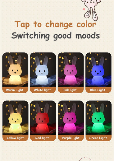 Luce notturna a LED simpatico coniglio animale cartone animato lampada in silicone dimmerabile USB ricaricabile per bambini regalo camera da letto per bambini Luce per dormire