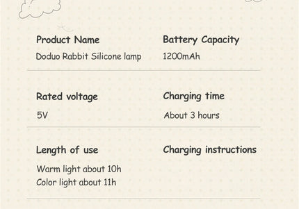 Luce notturna a LED simpatico coniglio animale cartone animato lampada in silicone dimmerabile USB ricaricabile per bambini regalo camera da letto per bambini Luce per dormire