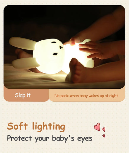 Luce notturna a LED simpatico coniglio animale cartone animato lampada in silicone dimmerabile USB ricaricabile per bambini regalo camera da letto per bambini Luce per dormire
