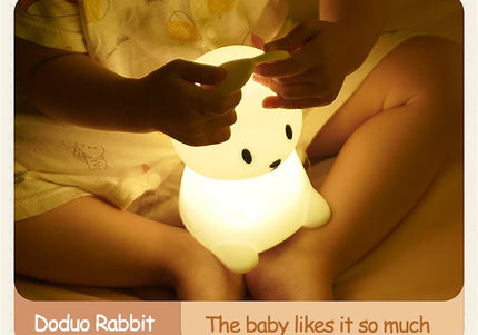 Luce notturna a LED simpatico coniglio animale cartone animato lampada in silicone dimmerabile USB ricaricabile per bambini regalo camera da letto per bambini Luce per dormire