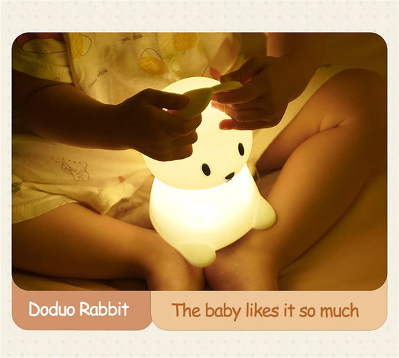 Luce notturna a LED simpatico coniglio animale cartone animato lampada in silicone dimmerabile USB ricaricabile per bambini regalo camera da letto per bambini Luce per dormire