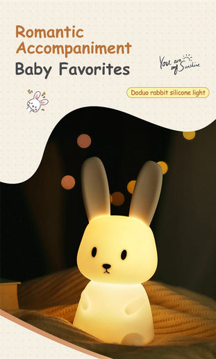 Luce notturna a LED simpatico coniglio animale cartone animato lampada in silicone dimmerabile USB ricaricabile per bambini regalo camera da letto per bambini Luce per dormire
