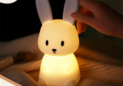 Luce notturna a LED simpatico coniglio animale cartone animato lampada in silicone dimmerabile USB ricaricabile per bambini regalo camera da letto per bambini Luce per dormire