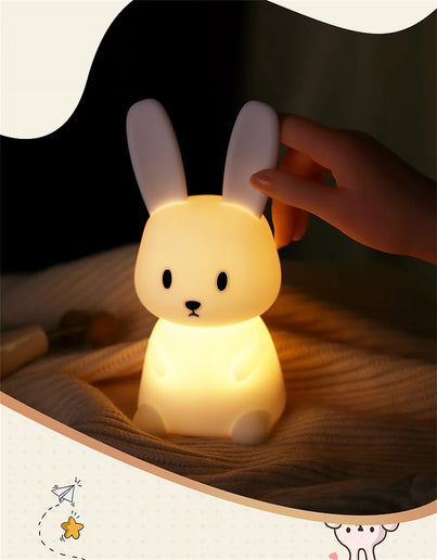 Luce notturna a LED simpatico coniglio animale cartone animato lampada in silicone dimmerabile USB ricaricabile per bambini regalo camera da letto per bambini Luce per dormire