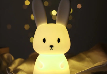 Luce notturna a LED simpatico coniglio animale cartone animato lampada in silicone dimmerabile USB ricaricabile per bambini regalo camera da letto per bambini Luce per dormire
