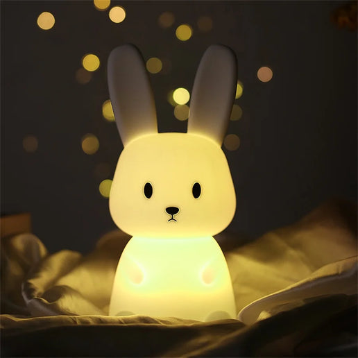 Luce notturna a LED simpatico coniglio animale cartone animato lampada in silicone dimmerabile USB ricaricabile per bambini regalo camera da letto per bambini Luce per dormire