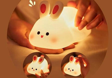 Luce notturna a LED simpatico coniglio animale cartone animato lampada in silicone dimmerabile USB ricaricabile per bambini regalo camera da letto per bambini Luce per dormire