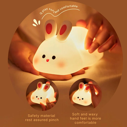 Luce notturna a LED simpatico coniglio animale cartone animato lampada in silicone dimmerabile USB ricaricabile per bambini regalo camera da letto per bambini Luce per dormire
