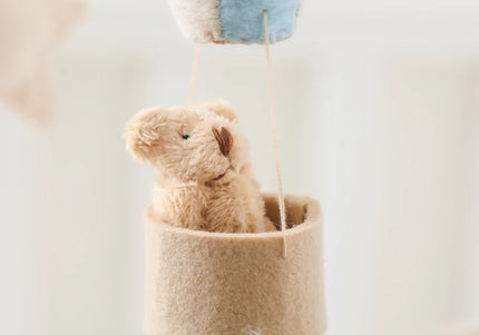 Giostrina in feltro con mongolfiera per culla – Giostrina in legno con ciondoli - Ideale per neonati come regalo bambini