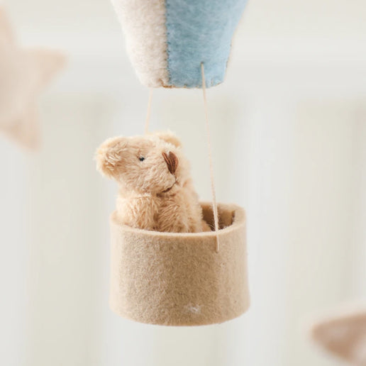 Giostrina in feltro con mongolfiera per culla – Giostrina in legno con ciondoli - Ideale per neonati come regalo bambini