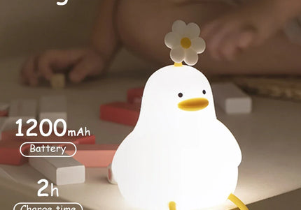 Luce notturna LED piccola anatra in silicone ricaricabile USB per bambini