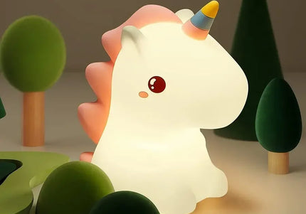 Luce notturna LED unicorno in silicone, ricaricabile e touch per bambini
