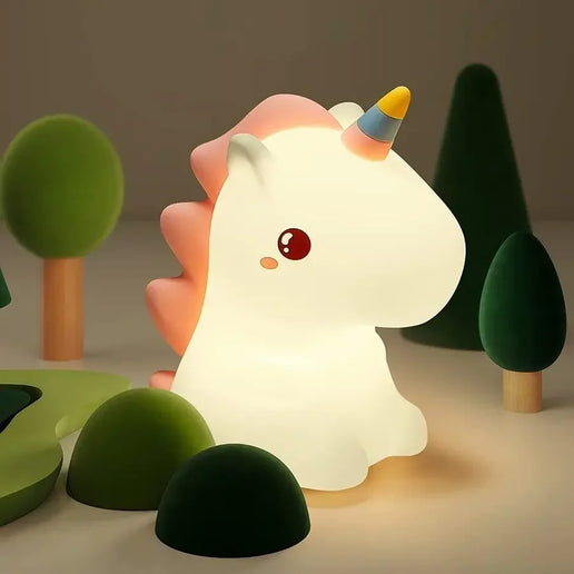Luce notturna LED unicorno in silicone, ricaricabile e touch per bambini