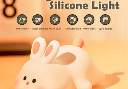 Luce notturna a LED simpatico coniglio animale cartone animato lampada in silicone dimmerabile USB ricaricabile per bambini regalo camera da letto per bambini Luce per dormire