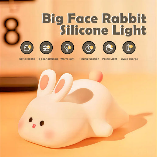 Luce notturna a LED simpatico coniglio animale cartone animato lampada in silicone dimmerabile USB ricaricabile per bambini regalo camera da letto per bambini Luce per dormire