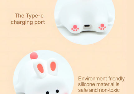 Luce notturna a LED simpatico coniglio animale cartone animato lampada in silicone dimmerabile USB ricaricabile per bambini regalo camera da letto per bambini Luce per dormire