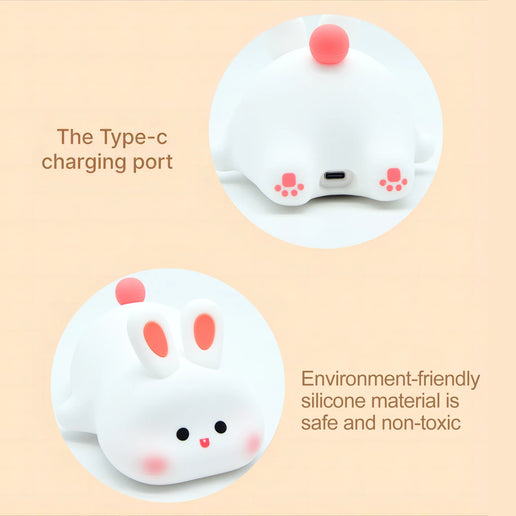 Luce notturna a LED simpatico coniglio animale cartone animato lampada in silicone dimmerabile USB ricaricabile per bambini regalo camera da letto per bambini Luce per dormire