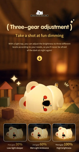 Lampada LED notturna in silicone con animali, ricaricabile e portatile per bambini