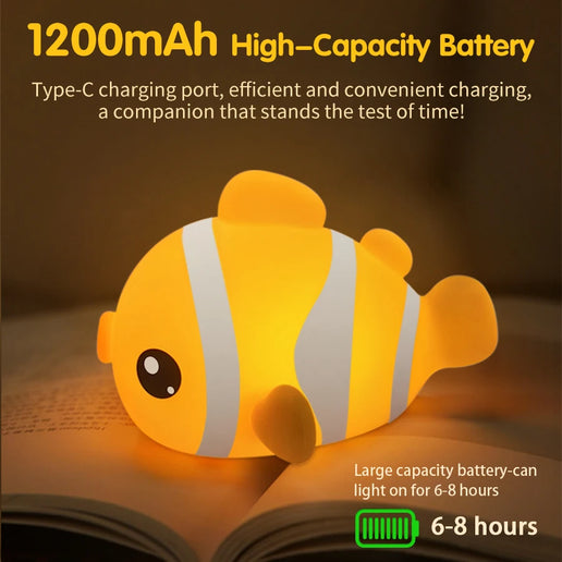 Lampada LED notturna in silicone con animali, ricaricabile e portatile per bambini