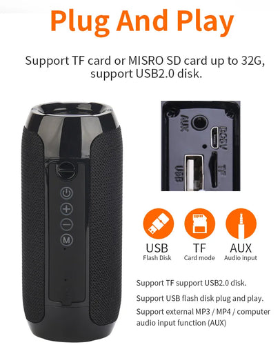Altoparlante Bluetooth portatile con radio FM, vivavoce e bassi potenziati