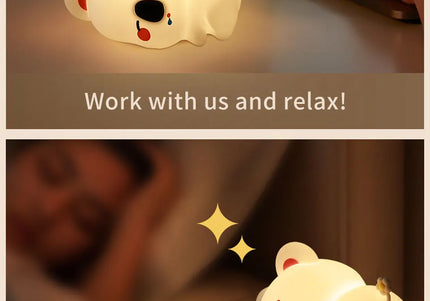 Lampada LED notturna in silicone con animali, ricaricabile e portatile per bambini