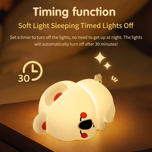 Lampada LED notturna in silicone con animali, ricaricabile e portatile per bambini