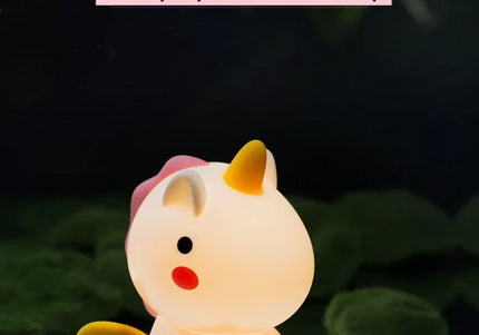Luce notturna LED unicorno in silicone, ricaricabile e touch per bambini
