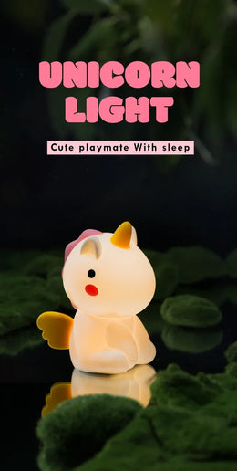 Luce notturna LED unicorno in silicone, ricaricabile e touch per bambini
