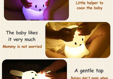 Luce notturna a LED simpatico coniglio animale cartone animato lampada in silicone dimmerabile USB ricaricabile per bambini regalo camera da letto per bambini Luce per dormire