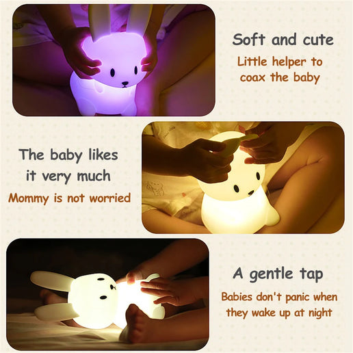 Luce notturna a LED simpatico coniglio animale cartone animato lampada in silicone dimmerabile USB ricaricabile per bambini regalo camera da letto per bambini Luce per dormire