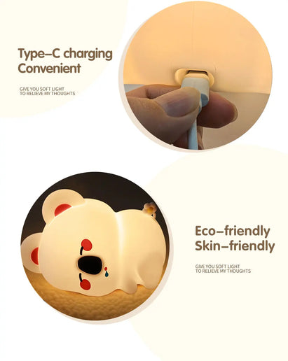 Lampada LED notturna in silicone con animali, ricaricabile e portatile per bambini