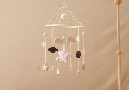 Giostrina Neonato in Legno 0-12 Mesi con Campanella e Sonaglio Appeso, Giocattolo Morbido per Bambini, Idea Regalo