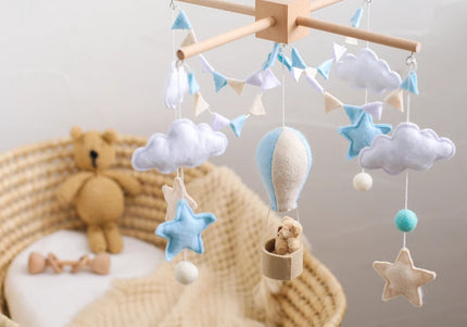 Giostrina in feltro con mongolfiera per culla – Giostrina in legno con ciondoli - Ideale per neonati come regalo bambini