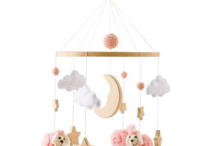 Giostrina Neonato in Legno 0-12 Mesi con Campanella e Sonaglio Appeso, Giocattolo Morbido per Bambini, Idea Regalo