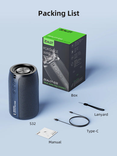 Altoparlante Bluetooth Zealot S32 portatile HIFI con radio FM e TWS