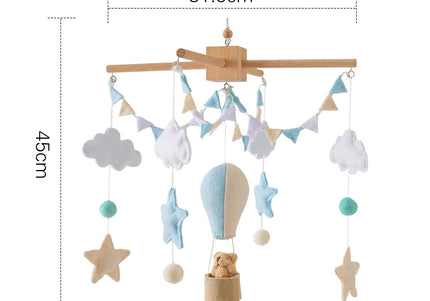 Giostrina in feltro con mongolfiera per culla – Giostrina in legno con ciondoli - Ideale per neonati come regalo bambini