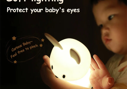 Luce notturna a LED simpatico coniglio animale cartone animato lampada in silicone dimmerabile USB ricaricabile per bambini regalo camera da letto per bambini Luce per dormire