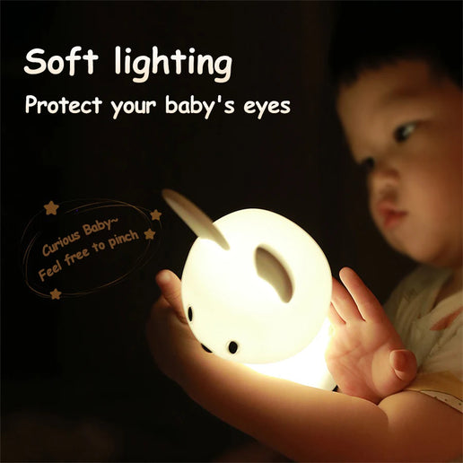 Luce notturna a LED simpatico coniglio animale cartone animato lampada in silicone dimmerabile USB ricaricabile per bambini regalo camera da letto per bambini Luce per dormire