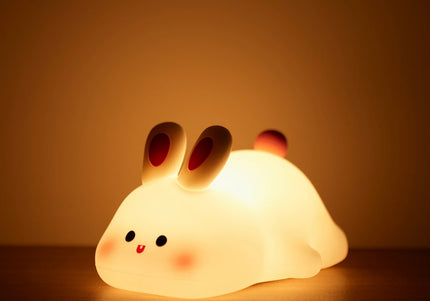 Luce notturna a LED simpatico coniglio animale cartone animato lampada in silicone dimmerabile USB ricaricabile per bambini regalo camera da letto per bambini Luce per dormire