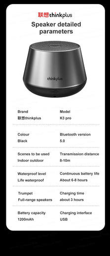 Altoparlante Bluetooth Lenovo K3 Pro portatile con audio stereo surround