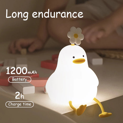 Luce notturna LED piccola anatra in silicone ricaricabile USB per bambini