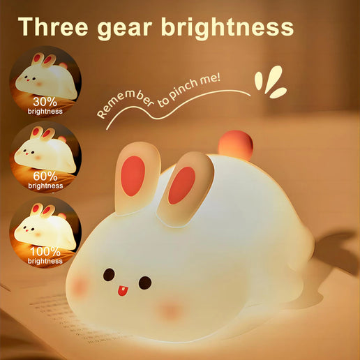 Luce notturna a LED simpatico coniglio animale cartone animato lampada in silicone dimmerabile USB ricaricabile per bambini regalo camera da letto per bambini Luce per dormire
