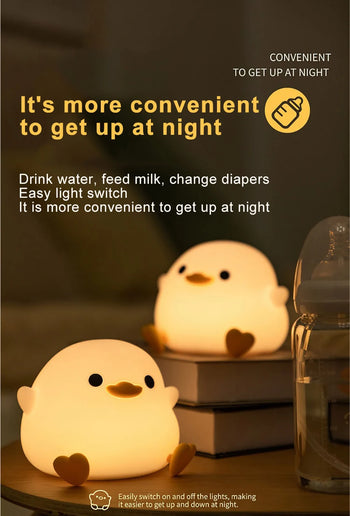 Luce notturna LED piccola anatra in silicone ricaricabile USB per bambini