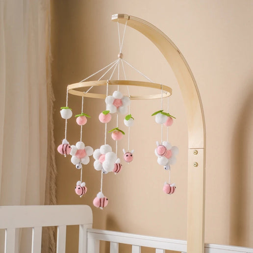 Giostrina Neonato in Legno 0-12 Mesi con Campanella e Sonaglio Appeso, Giocattolo Morbido per Bambini, Idea Regalo