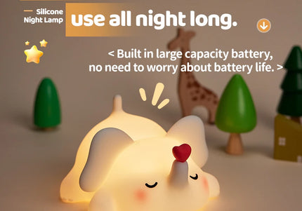 Lampada LED notturna in silicone con animali, ricaricabile e portatile per bambini